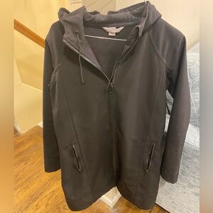 Port Authority Black Hooded Zip-Front Trench Coat